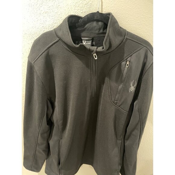 SPYDER MEN'S XL JACKET 1/4 ZIPPER BLACK POCKETS PULLOVER FLEECE LINED SIZE XL - Picture 7 of 7